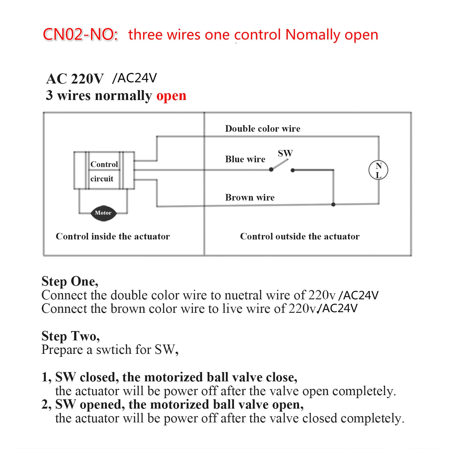 3 способа AC220V/24 V DC5V/12 V/24 V латунный моторизованный шаровой клапан электрический привод DN15-DN40 номинально открыть/закрыть