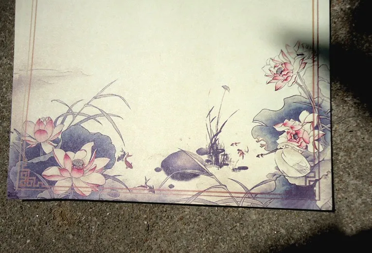 Jogos Lote Conjunto = 8 Pçs Inpaper Original Cor Carta Papel Chinês Estilo Vintage Flor Lótus Tinta Pintura Retro Antigo 5 - 1 6 Cheap Bloco de cartapapel