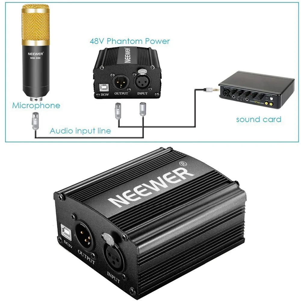 Neewer NW 800 конденсаторный микрофон комплект с USB 48 В фантомный источник питания 35