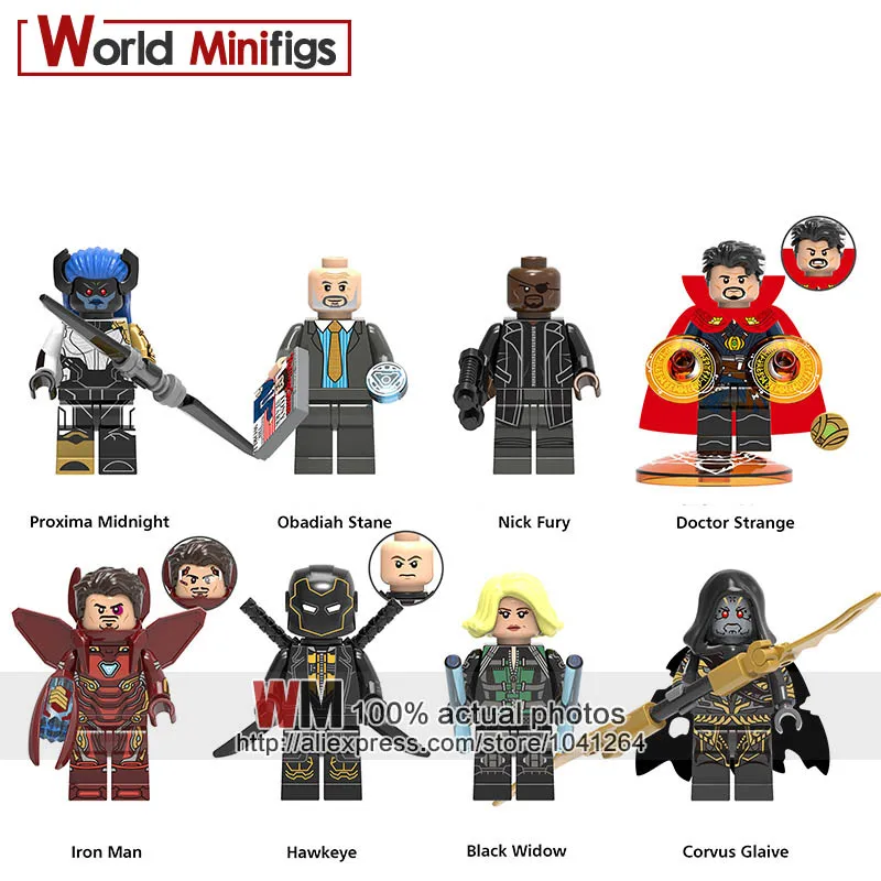 

Single Infinity War Iron Man Doctor Strange Proxima Midnight Corvus Glaive Obadiah Stane Figure Building Blocks Toy for Children
