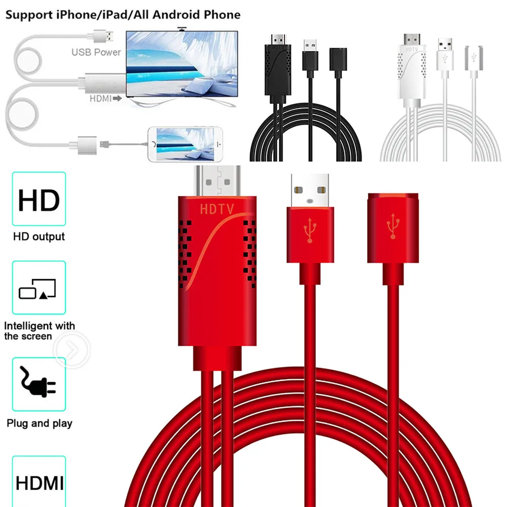 CARPRIE видео кабели USB к HDMI 4K HD 1080P HDTV TV AV адаптер кабель Шнур для iPhone XS/XS MAX/XR td1004
