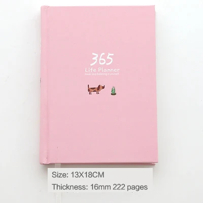 Jianwu милый мультфильм 365 день план книга Цвет внутренняя страница планировщик тетрадь подарок Книга Школьные принадлежности - Цвет: Розовый