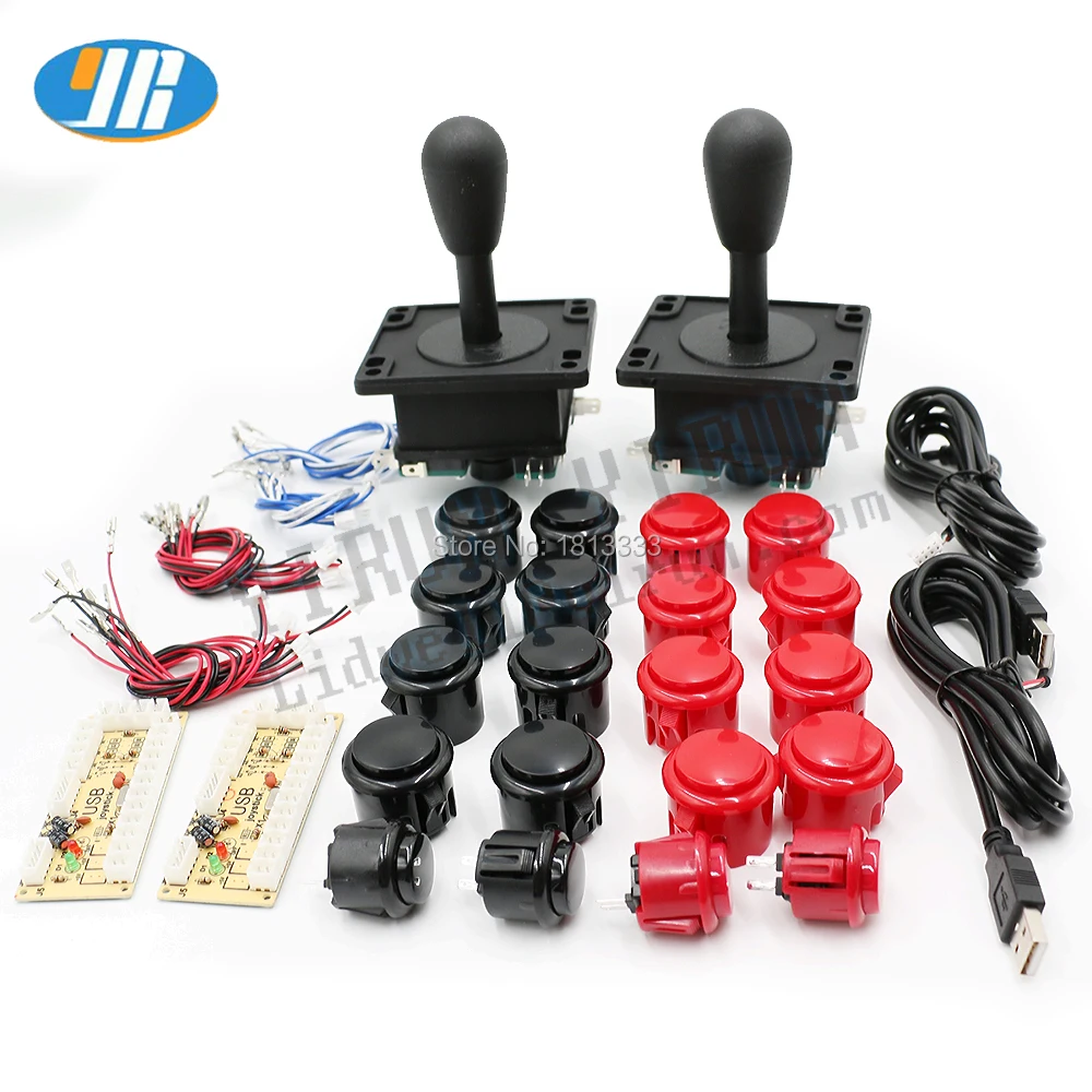 

PC / Raspberry Pi To USB Zero Delay Arcade USB Encoder 4/ 8 Way HAPP Style Joystick 30mm & 24mm Push Button Kit Arcade