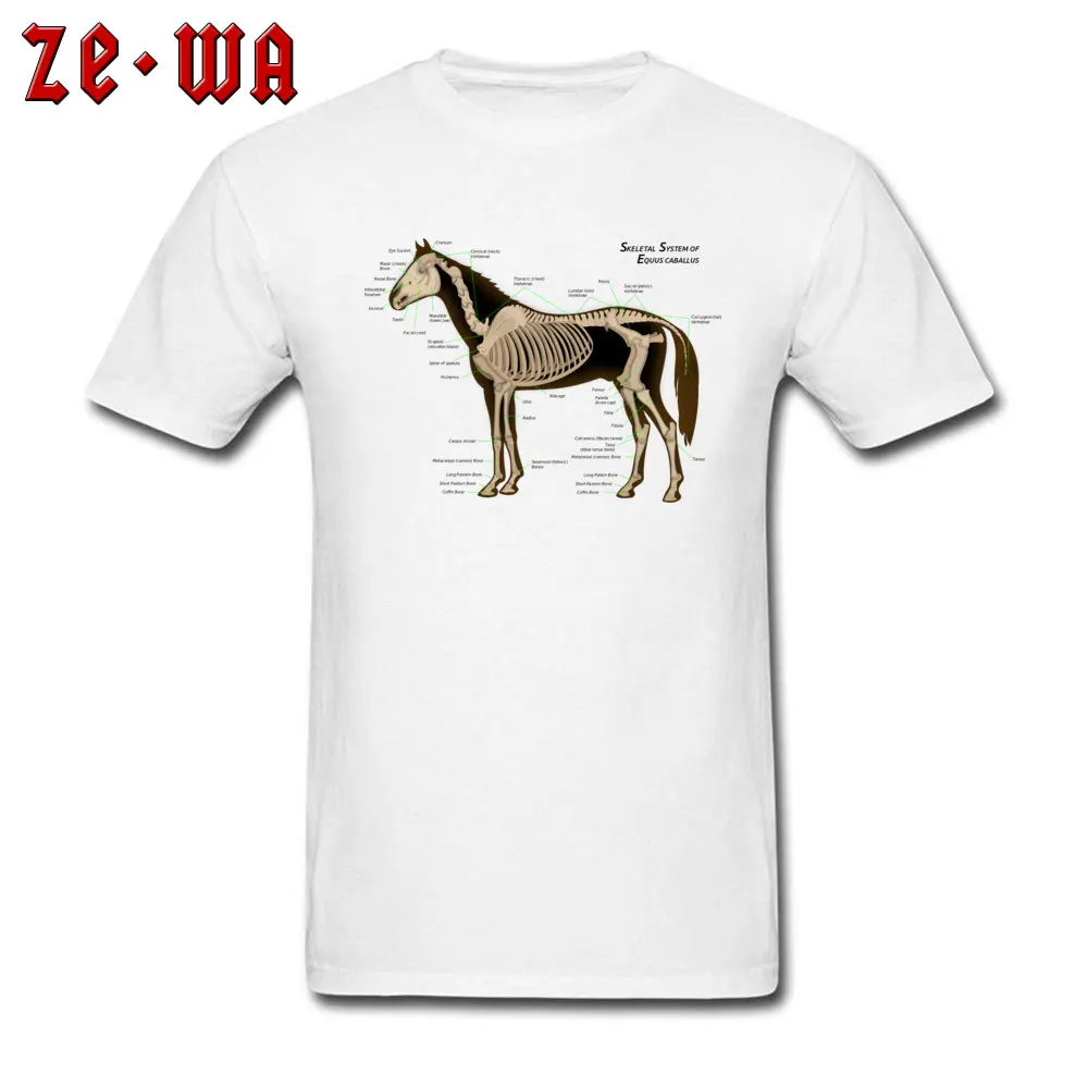 Casual Horse Anatomy Top T-shirts Brand Summer Short Sleeve Crewneck Tops Shirt Cotton Fabric Men Normal Tee Shirts Horse Anatomy white