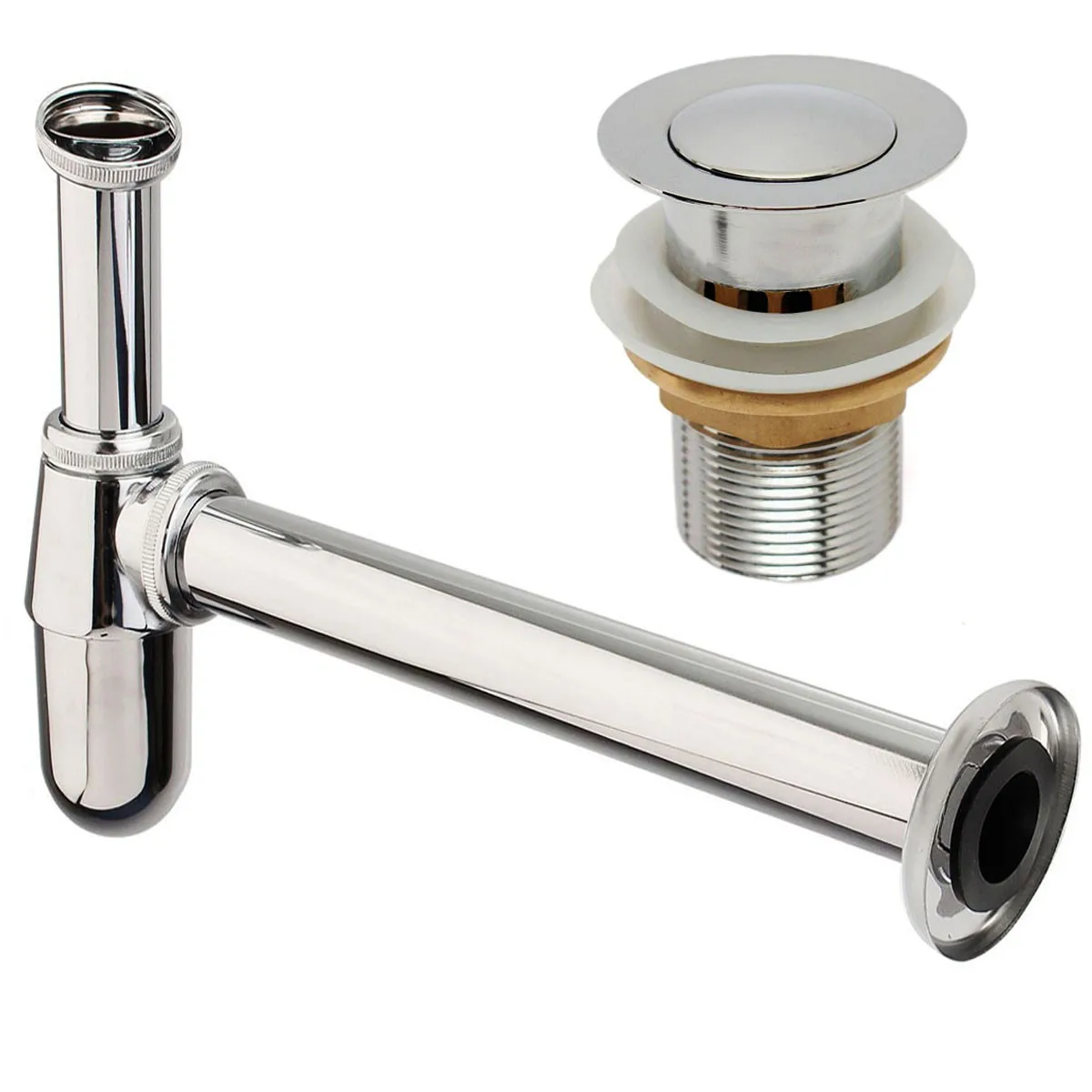 

STANDARD CHROME BRASS ROUND BOTTLE TRAP & WASTE BATHROOM BASIN SINK 1 1/4