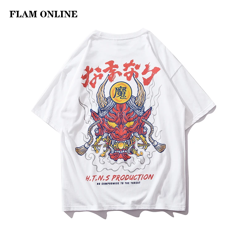 2019 Kanji японский персонаж Harajuku футболка хлопковые топы с короткими рукавами