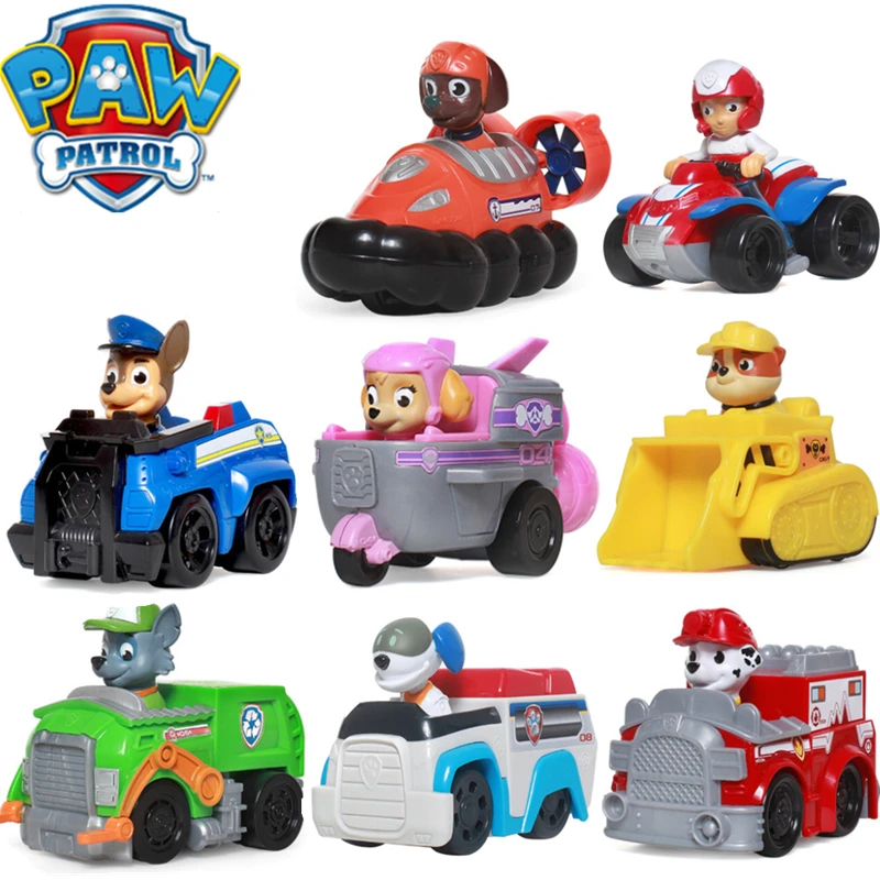 

Genuine Paw Patrol Toy Car 6pcs/Set Pushable Scroll Skye Ryder Action Figure Anime Figure Model PVC Toy for Children Bauble Gift
