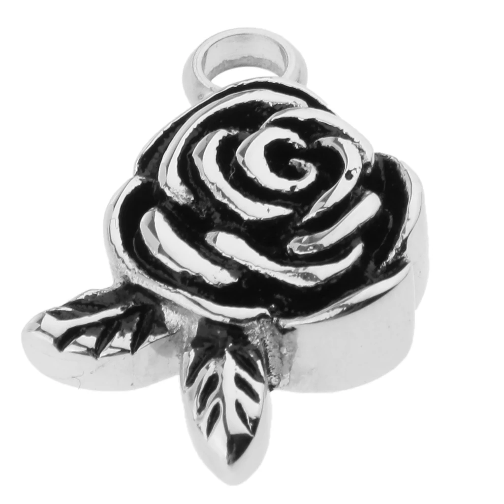 Phenovo Waterproof Rose Flower Shape Memorial Pendant Keepsake Urn Ashes Jewelry for DIY necklace key ring charms pendant