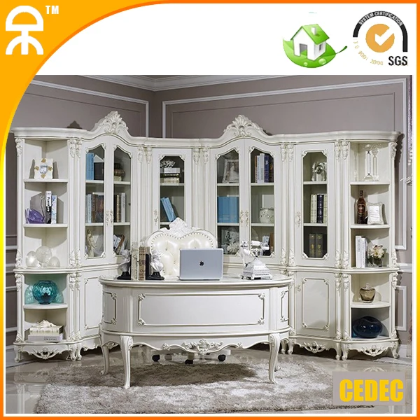 

(1 study table +5 pcs bookcase )European modern white home Reading room furniture CE-FI-02