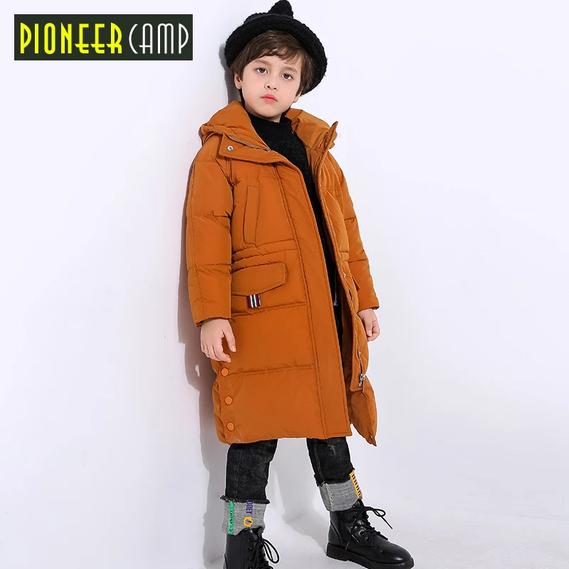 Pioneer Camp/Новые длинные зимние парки для детей Детская одежда мальчиков однотонная