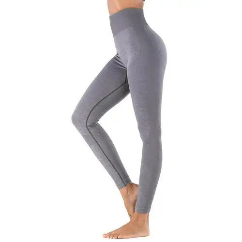 Женские леггинсы для фитнеса, йоги, Бесшовные штаны для йоги, для спортзала, спортивные Леггинсы с высокой талией, для пробежки, обтягивающие штаны с эффектом пуш-ап, спортивные штаны - Цвет: Серый