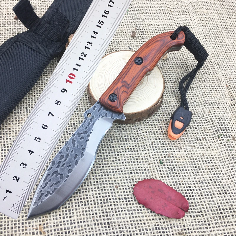 New Full Tang Tactical Fixed Blade Knife,Carbon Steel Outdoor Straight Knife,EDC Survival