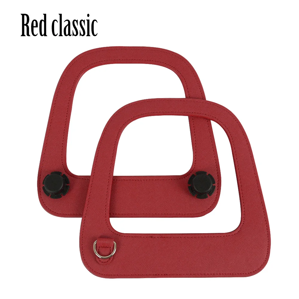Tanqu Новая Большая продолговатая ручка из искусственной кожи с серебряной d-образной пряжкой для стандартной классической сумки Obag - Цвет: Red Classic