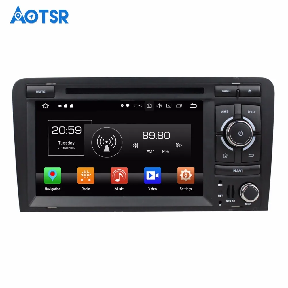 Discount 2 DIN Car Multimedia Android 8.0 For Audi A3 S3 2003 2004 2005 2006 2007 2008 2009-2013 4+32gb Radio GPS Navi IPS Screen stereo 1