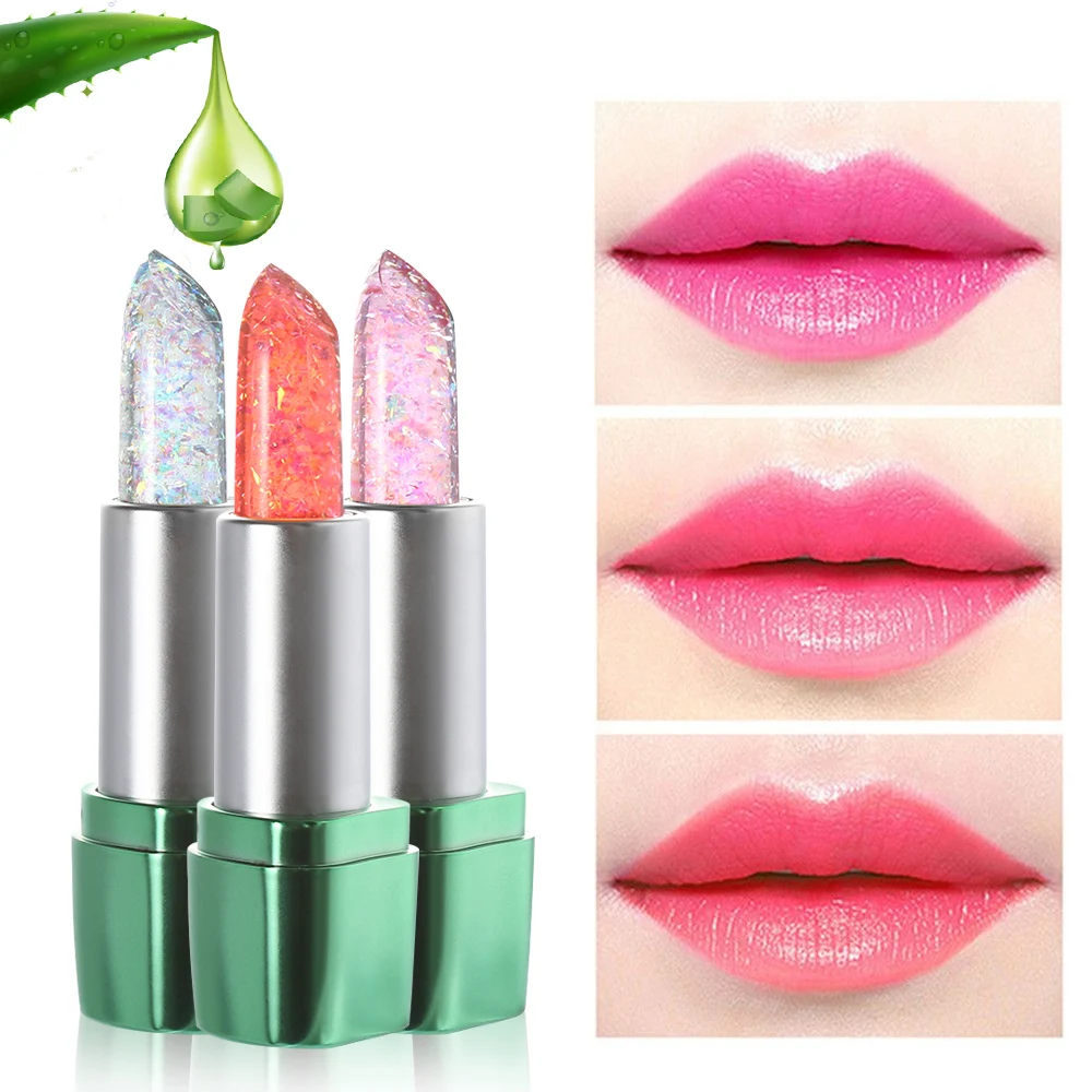 

1Pcs Makeup Jelly Lipstick Long Lasting Moisturizer Nutritious Lip Stick Temperature Change Color Waterproof Aloe Vera Lipstick
