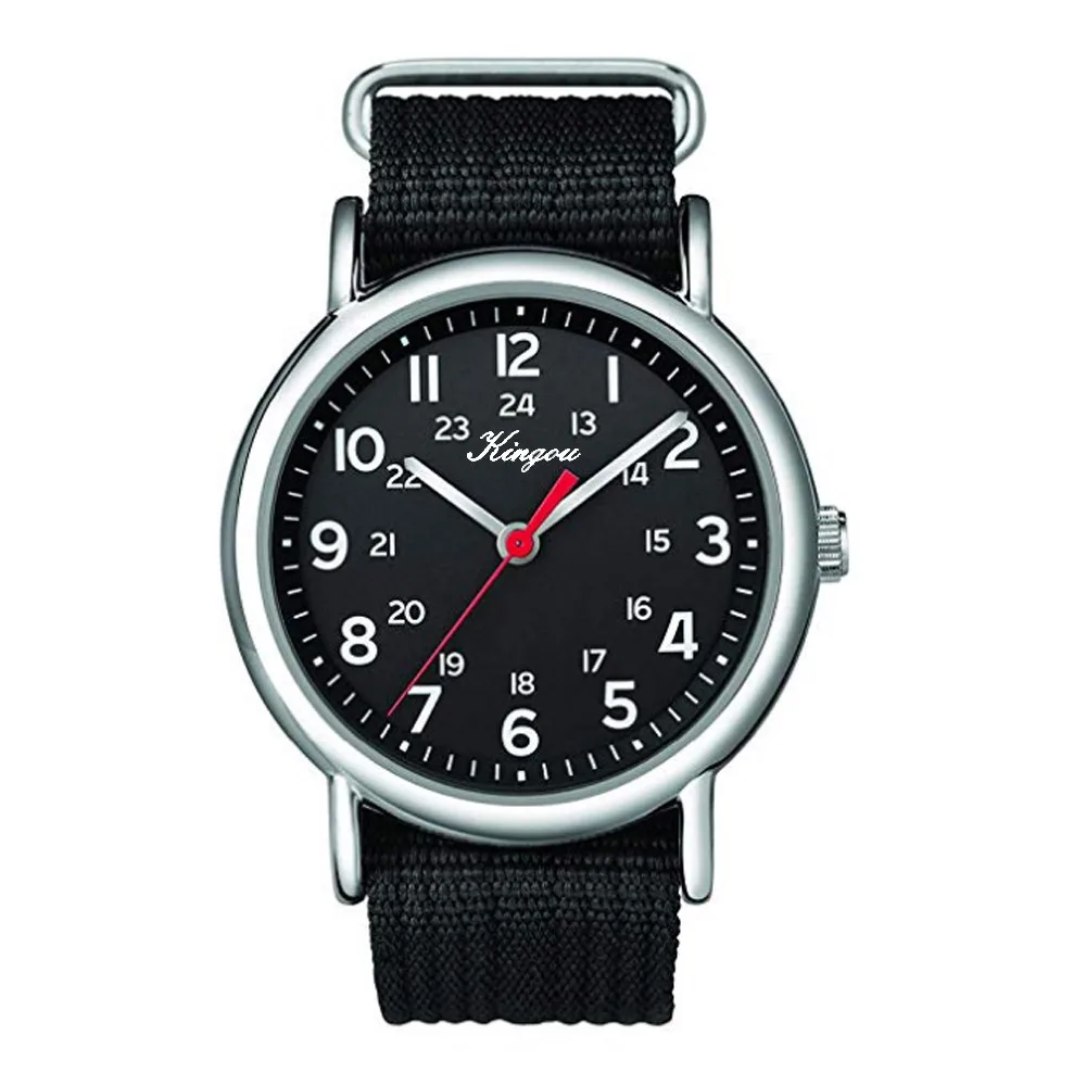

Stylish Cool All Arabic Numerals And 24 hour Military Time Nylon Belt Quartz Watch Male Wristwatch Clock Relogio Masculino