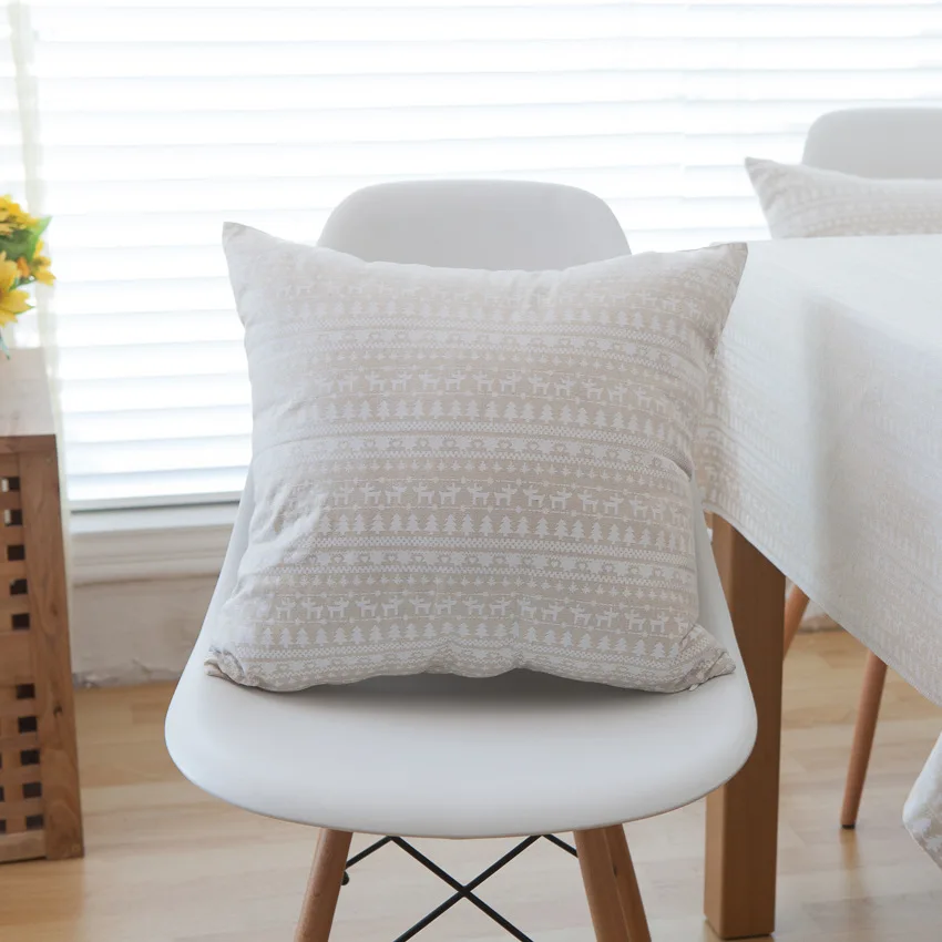  Linen Table Cloth White Deer American Style Printed Christmas Tablecloth Nappe Table Covers Mantele