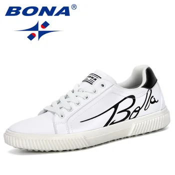 

BONA 2019 New Designer Men Casual Flat Shoes Lace-up Low Top Male Sneakers Outdoor Tenis Masculino Adulto Shoes Leisure Footwear