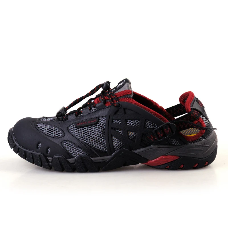 Летняя прогулочная водонепроницаемая обувь для пеших прогулок; быстросохнущие болотные сандалии для мужчин и женщин; нескользящая спортивная обувь для пеших прогулок - Цвет: Красный