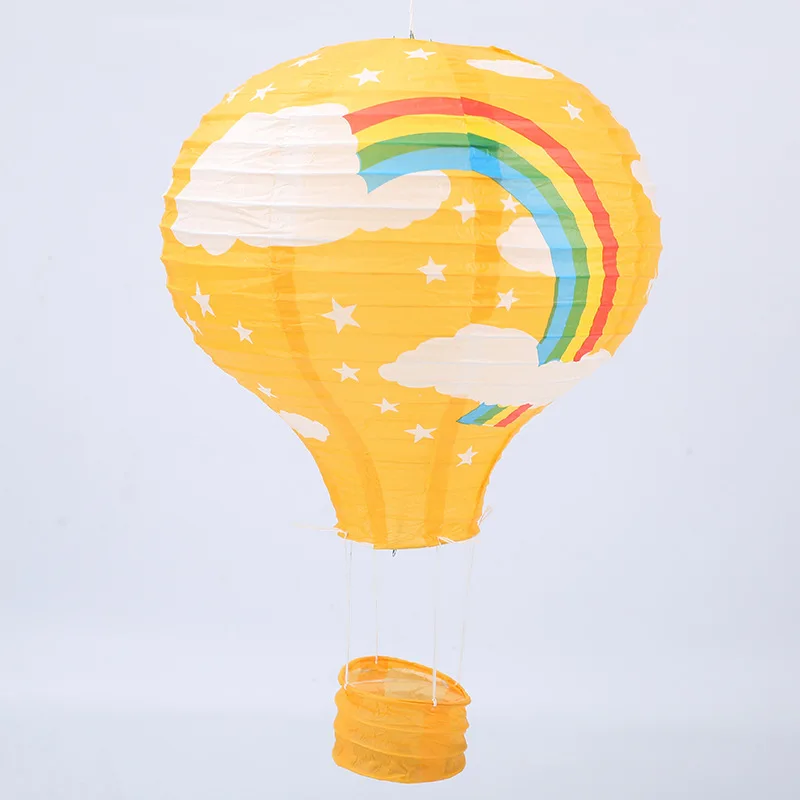 30cm 40cm hot air balloon chinese lantern rainbow heart striped printed lampion babyshower birthday wedding party decorations - Цвет: Yellow Rainbow