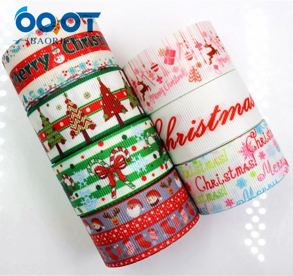 

OOOT BAORJCT 177203 , 25MM Christmas Printed grosgrain ribbon,garment accessories hair accessories , DIY Handmade gift wrapping