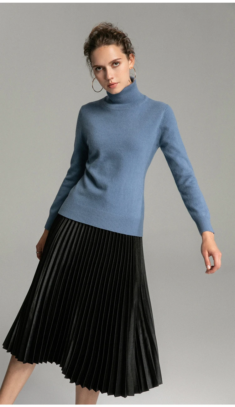 LHZSYY Весна Осень Новые женские 100% кашемир высокие однотонный лацкан свитер Короткие высокого качества вязаный пуловер тонкий теплый