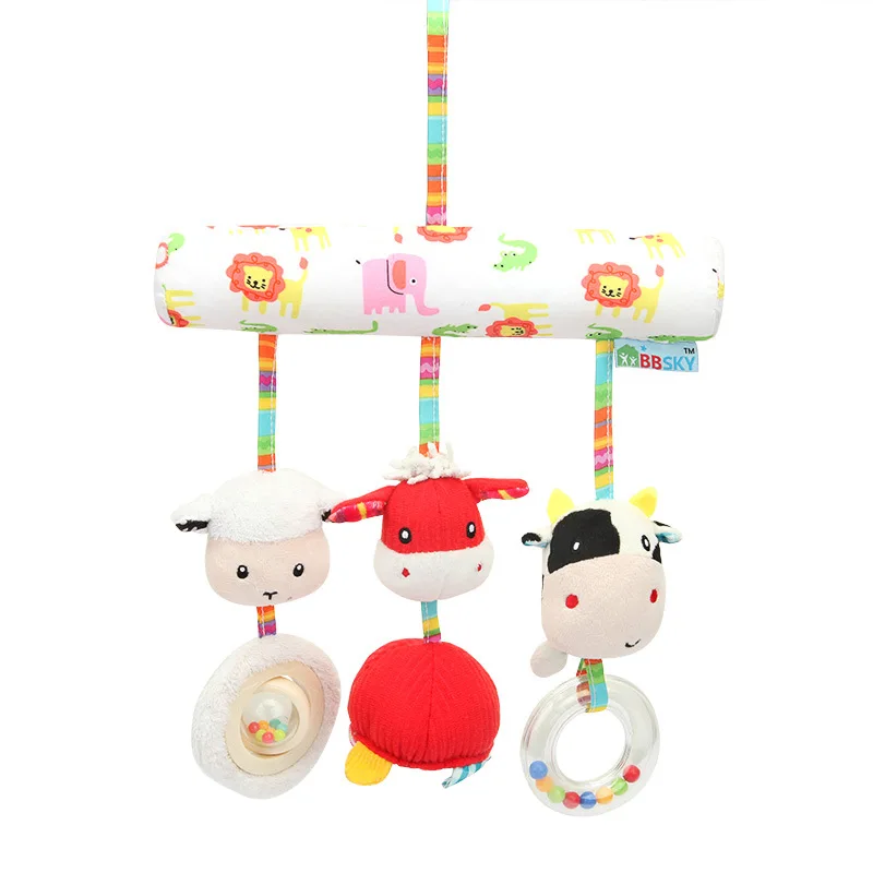 Happy farm cute cartoon small animal car hanging bed pendant newborn baby toy baby plush pendant practice auditory grip Happy farm cute cartoon small animal car hanging bed pendant newborn baby toy baby plush pendant practice auditory grip