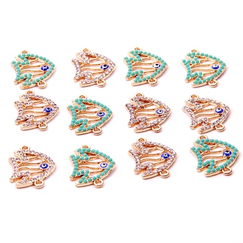 

NCRHGL Diamonds Findings Fish Charm Pendant Connectors Crystal Fit Bracelet Necklace Clothes Jewelry DIY Craft 20pcs/lot 25x20mm