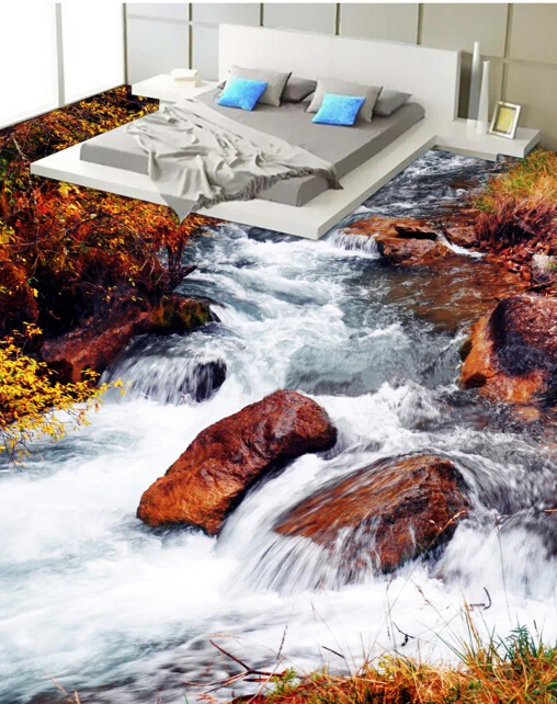 Фото [Самоклеющиеся] 3D коричневые камни река 8 Нескользящие водонепроницаемые фото