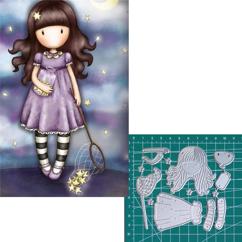 

Metal Cutting Dies Little doll Girl Stars Scrapbooking Craft Dies Cut lovely doll die Embossing Stencils 2019 New
