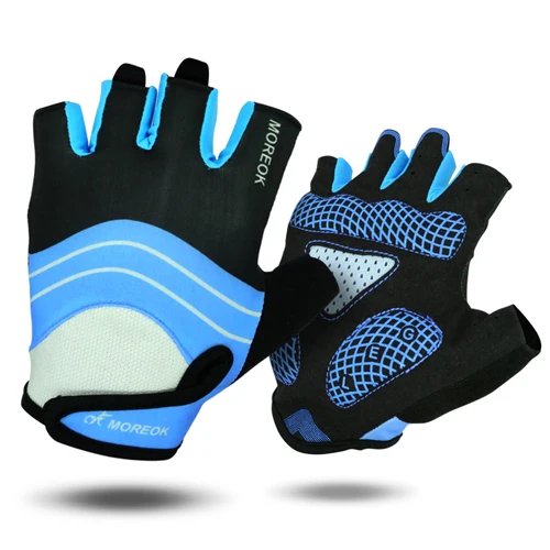 Велосипедные перчатки с полупальцами для мужчин и женщин, розовые перчатки для горного велосипеда, Спортивные Перчатки для фитнеса, велосипедные противоударные перчатки для тренажерного зала, летние - Цвет: Синий