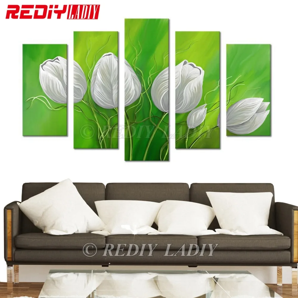 

Diamond Painting Triptych White Tulips Diamond Embroidery Multi Pictures Rhinestones Cross Stitch Modular Wall Arts Home Decor