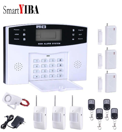 

SmartYIBA Wireless GSM SMS Intruder Security Alarm System Remote Control Burglar Alarm English&Russian Voice For Optional
