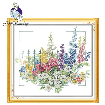 

Joy Sunday,Garden,cross stitch embroidery set,printing cloth embroidery kit,embroidery needlework,Flowers picture cross stitch