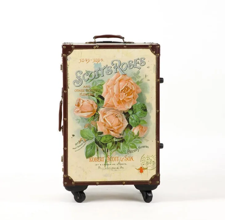 Floral//Blanc 28 Pouces Valise Spinner avec Serrure TSA
