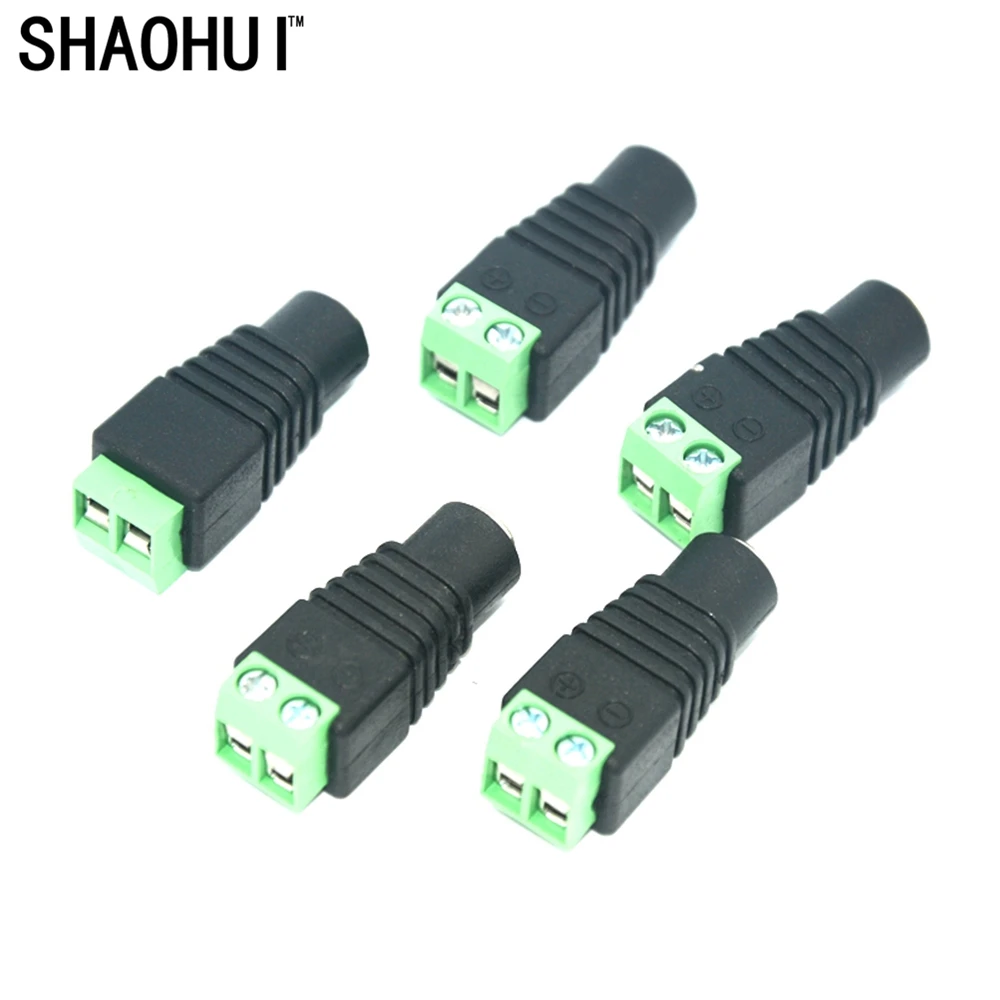 5 PCS 5.5x2.1mm Female Mark Polarity DC Power Jack Connector Plug
