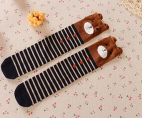 Детские 3D гольфы для девочек детские носки гольфы гетры для детей meias infantil для возраста 3-9 лет - Цвет: navy striped bear