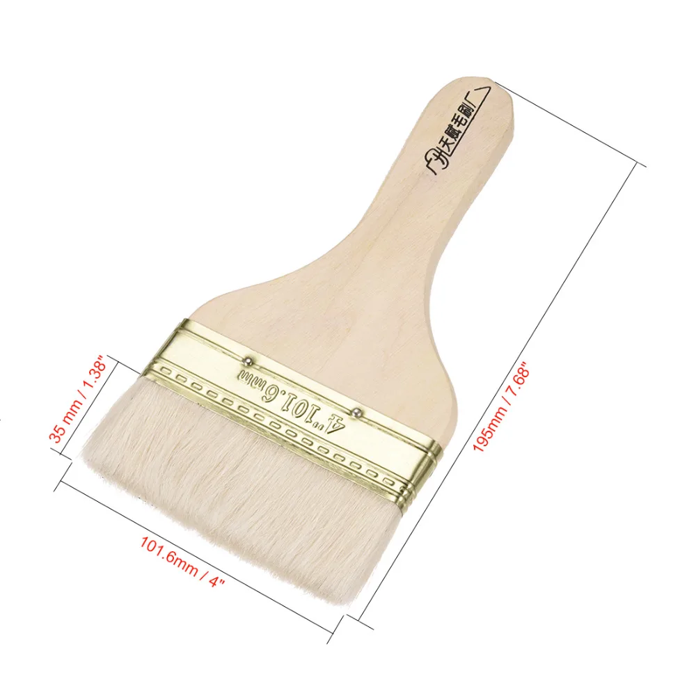 

UXCELL New Arrival 1PCS Paint Tools 35x101.6x10mm Reusable Boar Bristle Paint,Varnish,Gesso,Stains Woolen Brushes,Wooden Grip