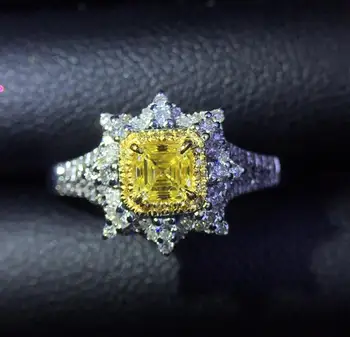 

Fine Jewelry Real Pure 18 K Gold 100% Natural Yellow Diamond 0.35ct Wedding Engagement Female Rings for Women Fine Diamonds Ring