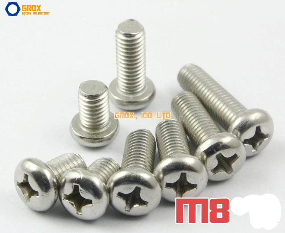 

M8 304 Stainless Steel Phillips Pan Head Machine Screw