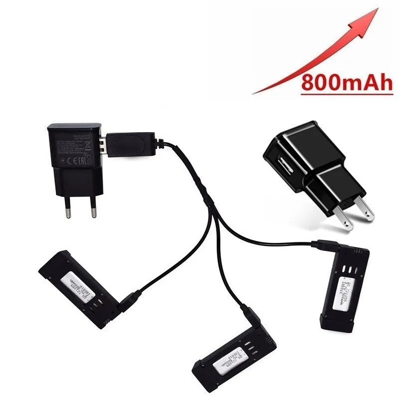 

( 3-In-1 ) 800mAH 3.7V Battery Charger Sets for Eachine E58 JY019 S168 RC Quadcopter Spare Parts 3.7v RC Drone Lipo Battery 3pcs