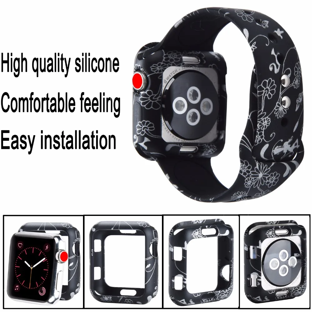 Bemorcabo спортивный костюм с принтом силиконовый ремешок для наручных часов Apple Watch, 42 мм, 38 мм, версия черный браслет Soft наручный ремешок для наручных часов iWatch, версия 3/2/1 ремень