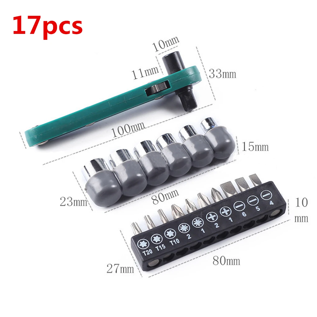 

17pcs With Batch Head Sleeve Set Drill Screwdriver Set Tools for Woodworking Ratchet Wrench Combination