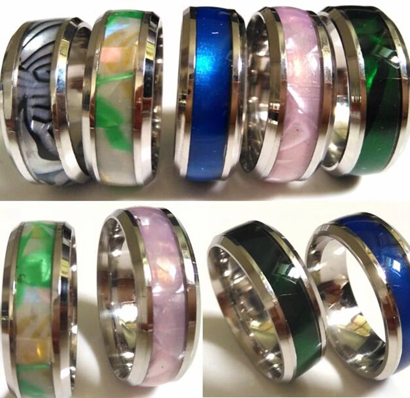

50PCS Charm Elegant Finger Rings Titanium Steel Engagement Rings Design Mix Unique Shell Rings for Men and Women Vintage Jewelry