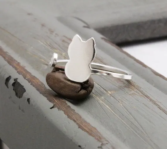 Cute pussy Adjustable Cat Ring Lovely Tail Rings Simple Animal Kitty for women Ladies Wedding lucky blessing jewelry | Украшения и
