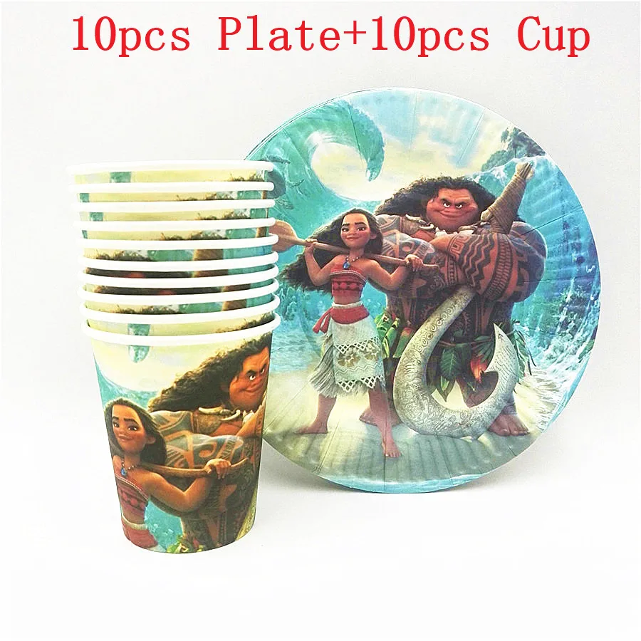 

20pcs/set Cartoon Moana Theme Party Supplies Moana Plate/Cup Kids Birthday Decoration Festival Party Supplies For Boys/Girls