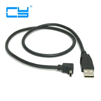 

100pcs/ Down Angled 90 degree Mini USB 2.0 B type 5Pin Male to USB male data cable for MP3 MP4 Car Camera Mobile phone 0.5m