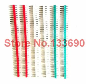 

50pcs/lot 2.54mm Blu+Black+Yellow+White+Red Single Row Male 1X40 Pin Header Strip Gold-plated ROHS,NEW