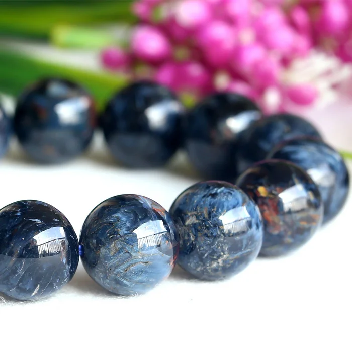 Natural Genuine Aaa Blue Pietersite Stretch Men S Finish Natural Genuine Aaa Blue Pietersite Stretch Men S Finish Bracelet Round Beads 14mm 04121 In Strand Bracelets From Jewelry Accessories On