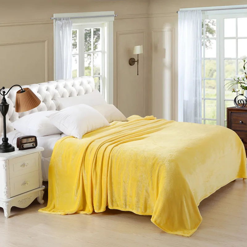

Summer Yellow Blanket thin blanket air conditioning blanket flannel office sofa nap Vacation camping travel Aircraft blanket
